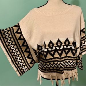 Ripcurl cream cute boho Aztec tassel sweater
